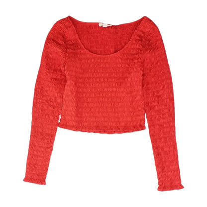 Red Solid Long Sleeve Blouse