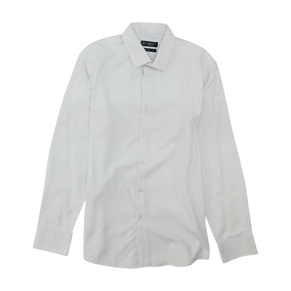 White Solid Long Sleeve Button Down