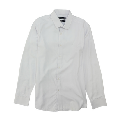 White Solid Long Sleeve Button Down