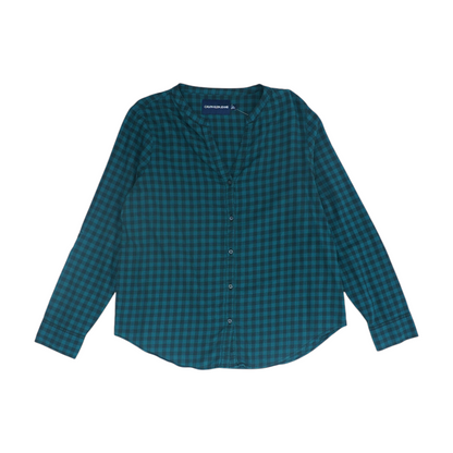 Green Check Button Down