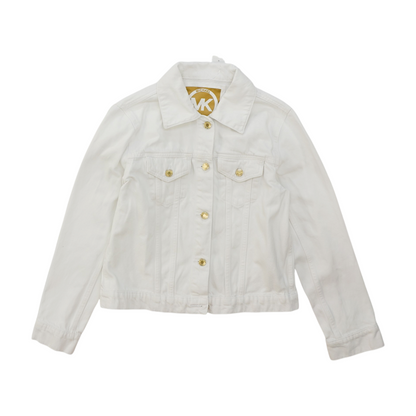 White Solid Denim Jacket