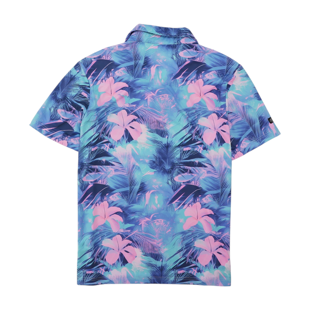 Blue Tropical Short Sleeve Polo