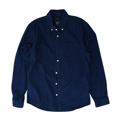 Navy Solid Long Sleeve Button Down
