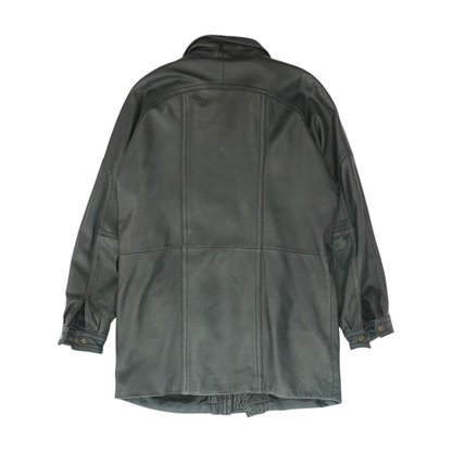 Vintage Black Faux Leather Coat