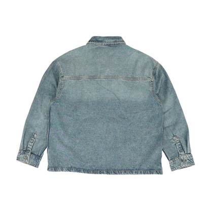 Blue Solid Long Sleeve Button Down