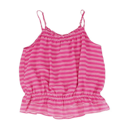 Pink Striped Sleeveless Blouse