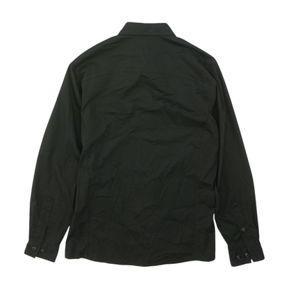 Black Solid Long Sleeve Button Down