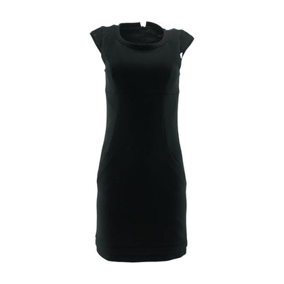 Black Solid Midi Dress