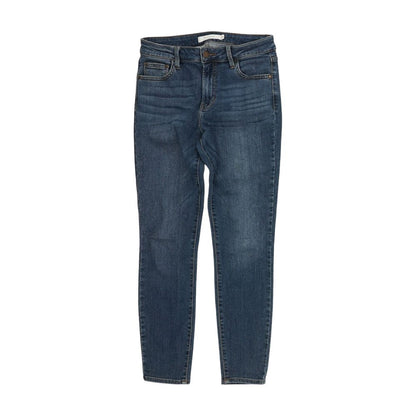 Blue Solid Skinny Leg Jeans
