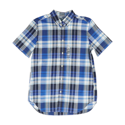Blue Plaid Short Sleeve Button Down