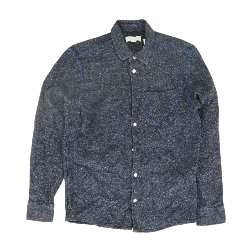 Navy Solid Flannel Button Down