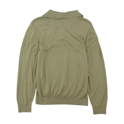 Green Solid Long Sleeve Polo