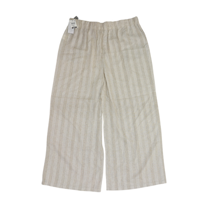 Beige Petite Striped Wide Leg Pants
