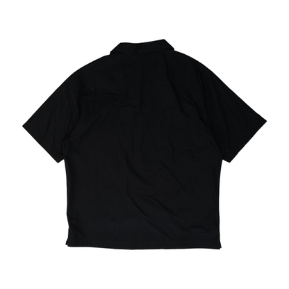 Black Solid Short Sleeve Button Down