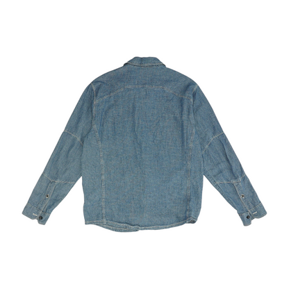 Blue Solid Long Sleeve Button Down