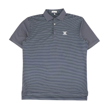 Navy Striped Short Sleeve Polo