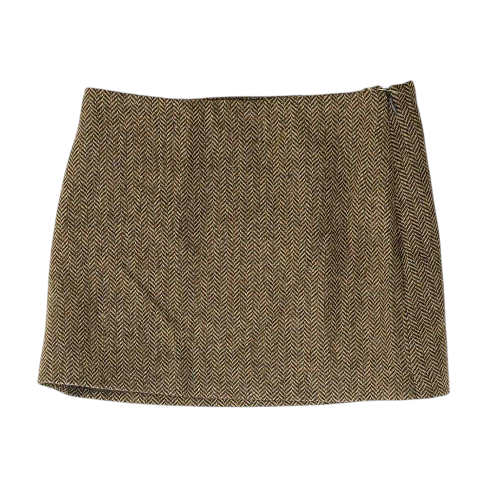 Brown Chevron Mini Skirt