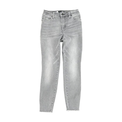 Gray Solid Skinny Leg Jeans