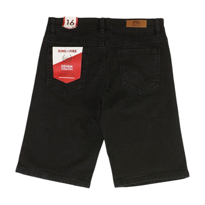 Black Solid Denim Shorts