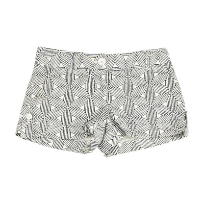 White Geometric Shorts