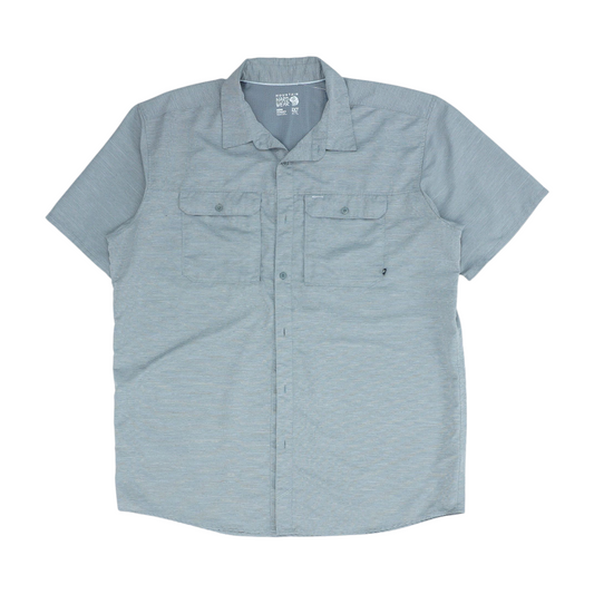 Gray Tall Solid Short Sleeve Button Down