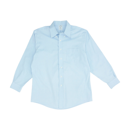 Blue Solid Long Sleeve Button Down