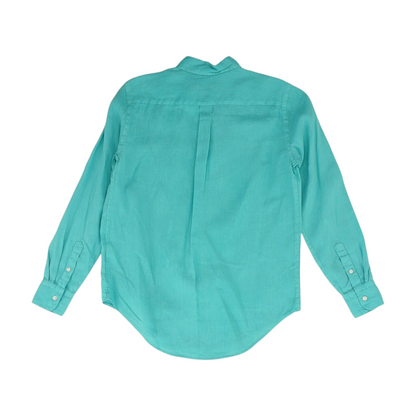 Blue Solid Long Sleeve Button Down