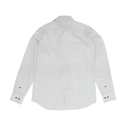 White Abstract Long Sleeve Button Down