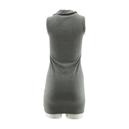 Gray Solid Mini Dress