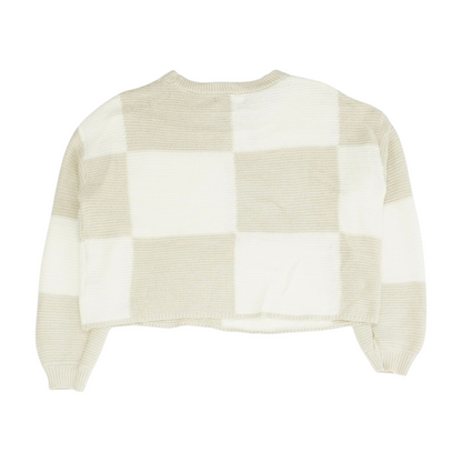 Beige Color Block Pullover Sweater