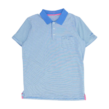 Blue Striped Short Sleeve Polo