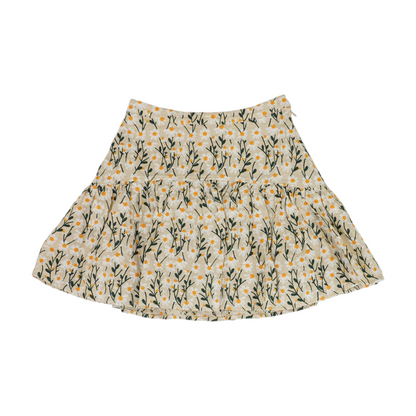 Beige Floral Mini Skirt