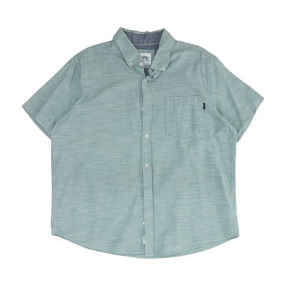 Green Solid Short Sleeve Button Down