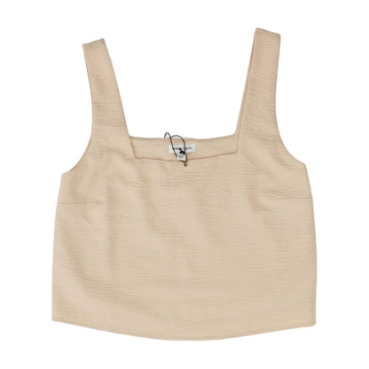 Beige Solid Sleeveless Blouse