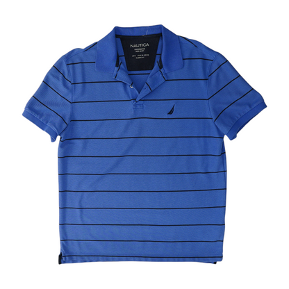 Blue Striped Short Sleeve Polo