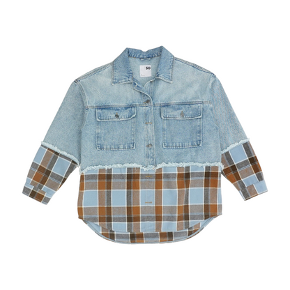 Blue Solid Denim Jacket