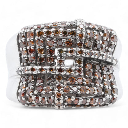 14K White Gold Orange Diamond Tapered Fancy Band