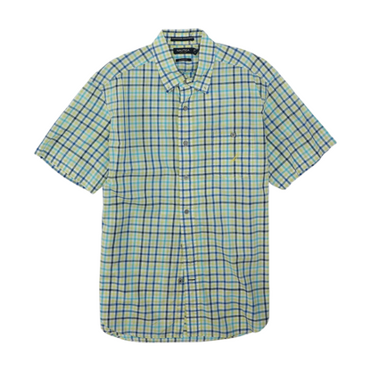 Green Plaid Short Sleeve Button Down