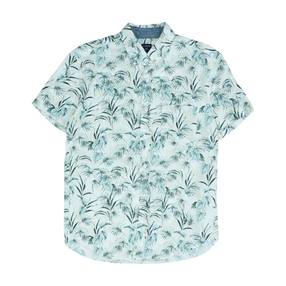 Beige Tropical Short Sleeve Button Down