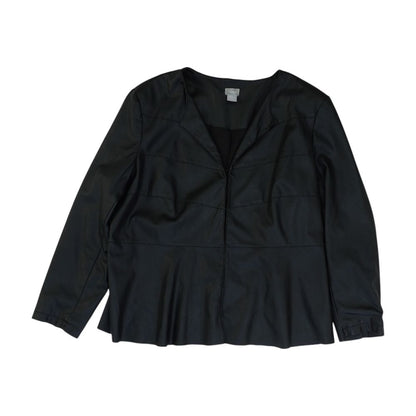 Black Plus Faux Leather Coat