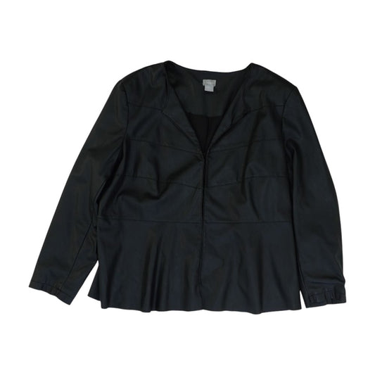 Black Plus Faux Leather Coat