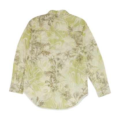 Green Abstract Long Sleeve Button Down