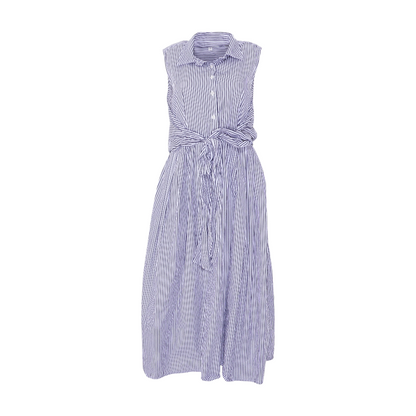 Gray Striped Midi Dress