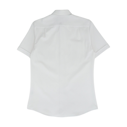 White Solid Short Sleeve Button Down