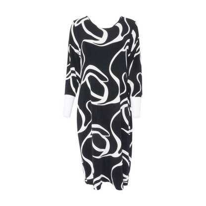 Black Abstract Midi Dress