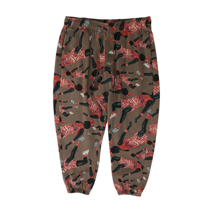Brown Graphic Straight Pants