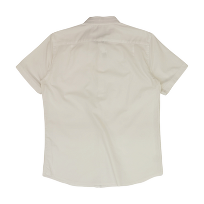 White Solid Short Sleeve Button Down