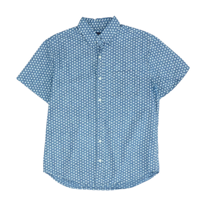 Blue Abstract Short Sleeve Button Down
