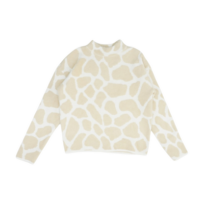 Beige Animal Print Pullover Sweater
