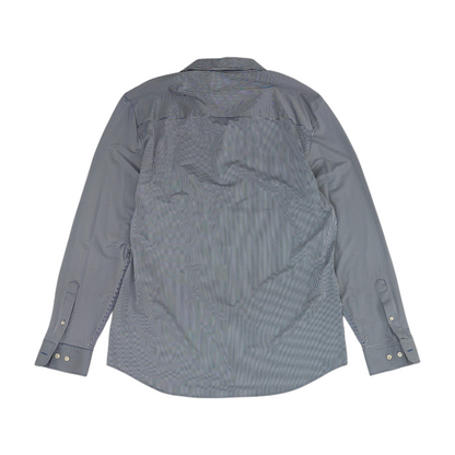 Navy Striped Long Sleeve Button Down